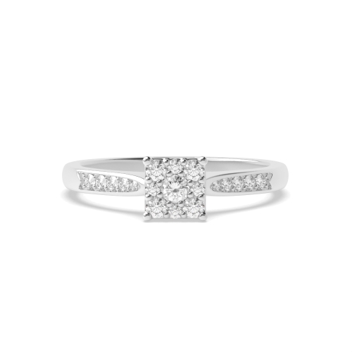 Pave Setting Round Grace Side Stone Engagement Rings