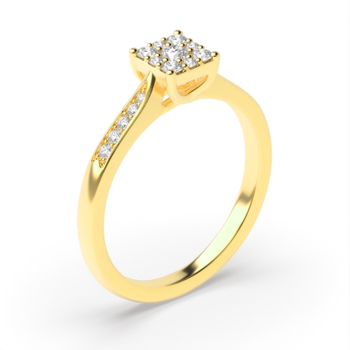 Pave Setting Round Yellow Gold Grace Engagement Rings