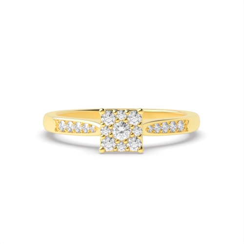 Pave Setting Round Yellow Gold Grace Engagement Rings