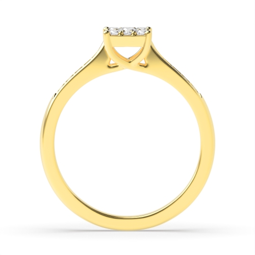 Pave Setting Round Yellow Gold Grace Engagement Rings