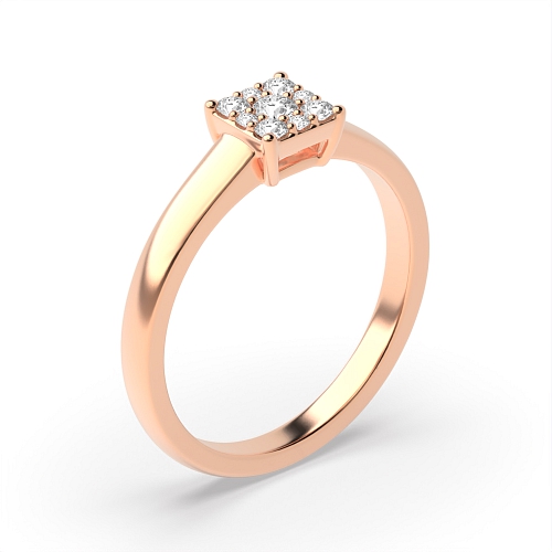 Pave Setting Round Rose Gold Unusual Engagement Rings