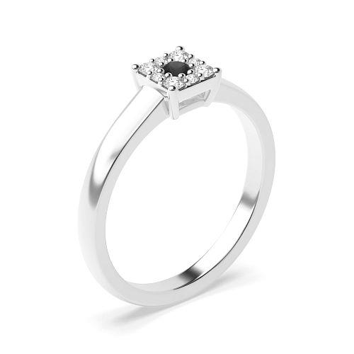 Pave Setting Round Unusual Black Diamond Engagement Rings