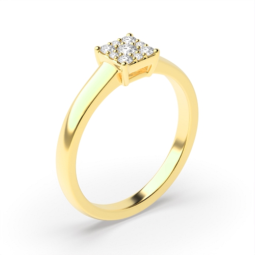 Pave Setting Round Yellow Gold Unusual Engagement Rings