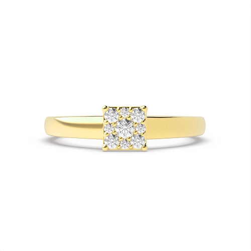 Pave Setting Round Yellow Gold Unusual Engagement Rings