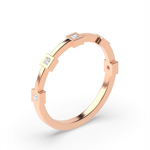 Bezel Setting Princess Rose Gold Ethereal whisper Engagement Rings