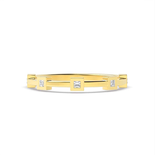 Bezel Setting Princess Yellow Gold Ethereal whisper Engagement Rings
