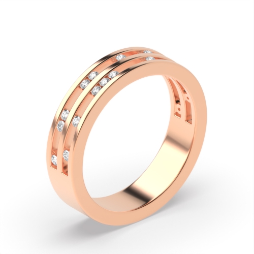 Pave Setting Round Rose Gold Aurora cascade Eternity Engagement Rings