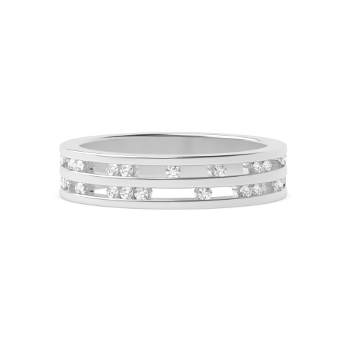 Pave Setting Round Aurora cascade Moissanite Eternity Engagement Rings