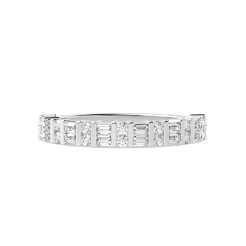 Channel Setting Round/Baguette Half Eternity Wedding Band