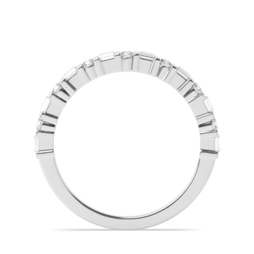 Channel Setting Round/Baguette Half Eternity Wedding Band