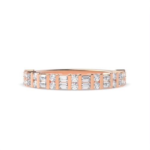 Channel Setting Round/Baguette Rose Gold Pure Eternity Diamond Rings