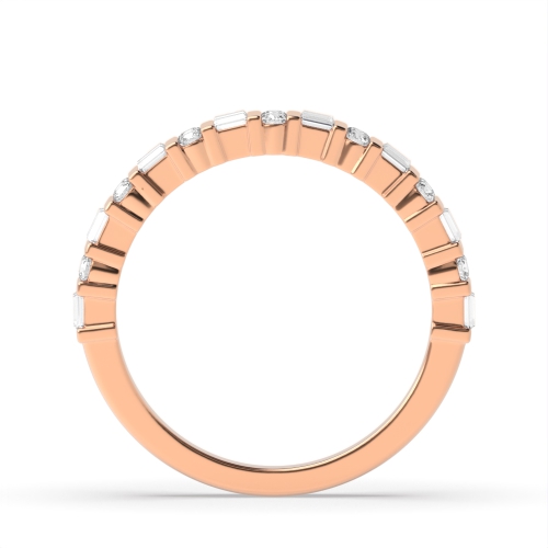 Channel Setting Round/Baguette Rose Gold Pure Eternity Diamond Rings