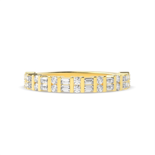 Channel Setting Round/Baguette Yellow Gold Pure Eternity Diamond Rings