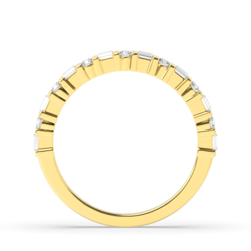 Channel Setting Round/Baguette Yellow Gold Pure Eternity Diamond Rings