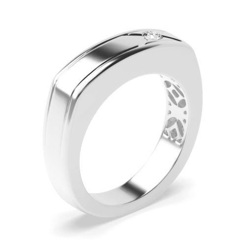 Bezel Setting Round Platinum Classic Solitaire Diamond Rings