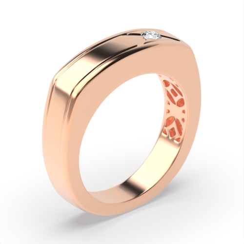 Bezel Setting Round Rose Gold Twilight dance Unique Men's Wedding Bands Diamond Rings