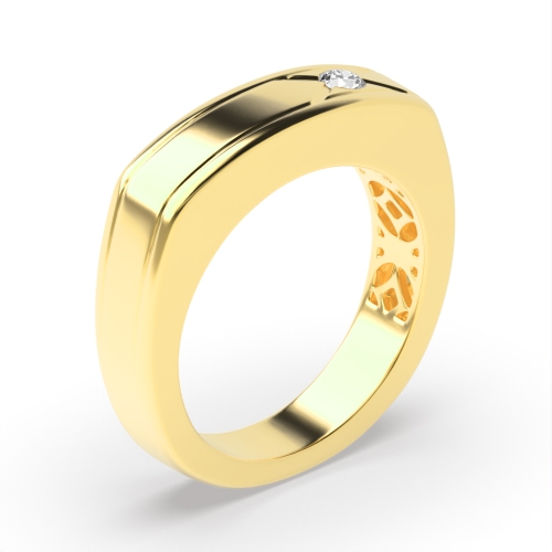 Bezel Setting Round Yellow Gold Twilight dance Diamond Rings