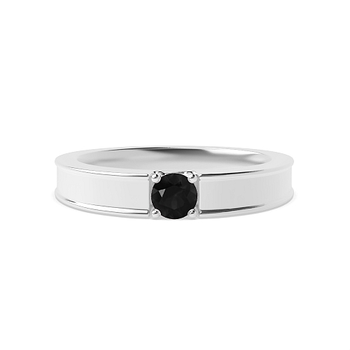 4 Prong Round Singleal stacking Black Diamond Rings