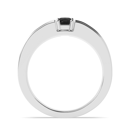 4 Prong Round Singleal stacking Black Diamond Rings