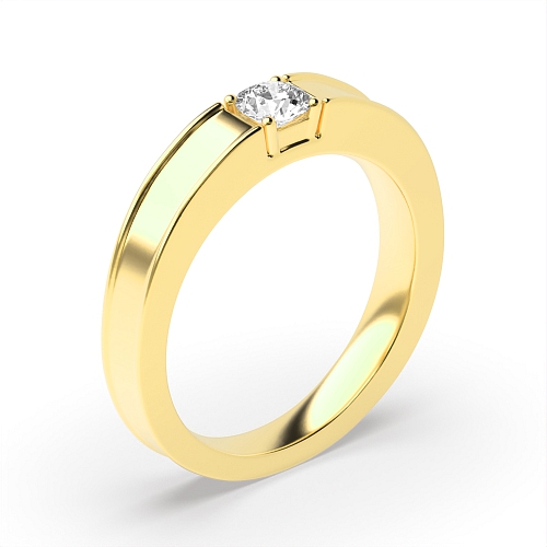 4 Prong Round Yellow Gold Singleal stacking Diamond Rings