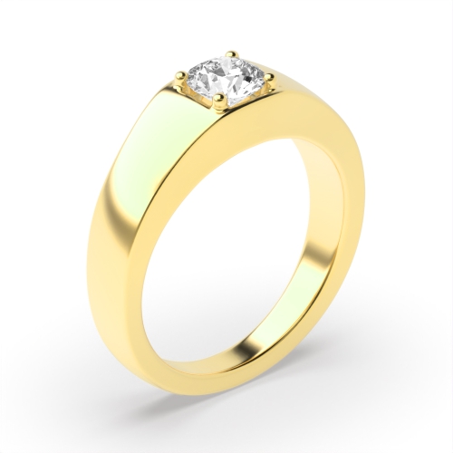 4 Prong Round Yellow Gold Solitaire Diamond Rings