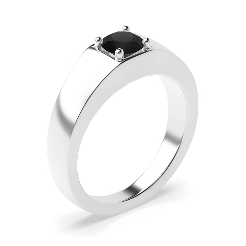 4 Prong Round Celestial whisper Black Diamond Rings