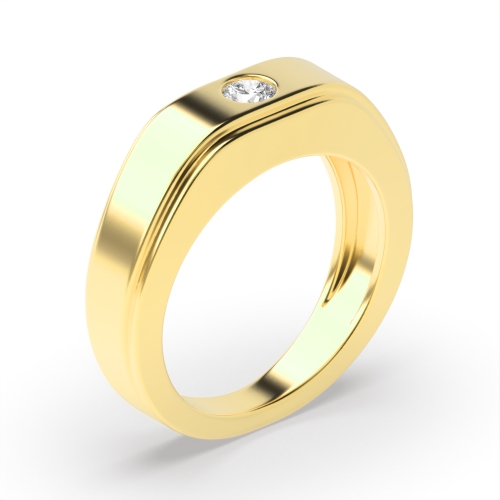 Bezel Setting Round Yellow Gold Solitaire Diamond Rings