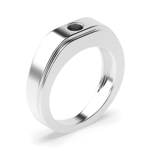 Bezel Setting Round Simply Brilliant Black Diamond Rings