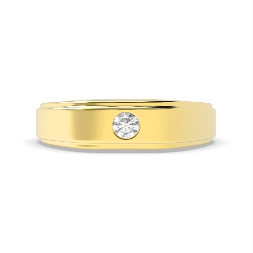 Bezel Setting Round Yellow Gold Simply Brilliant Diamond Rings