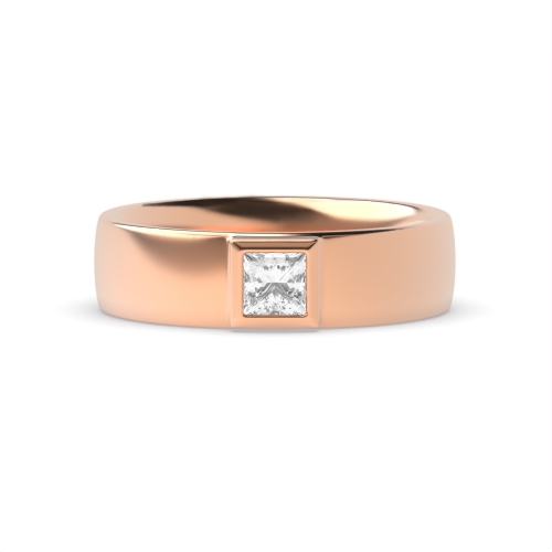 Bezel Setting Princess Rose Gold Low set Diamond Rings