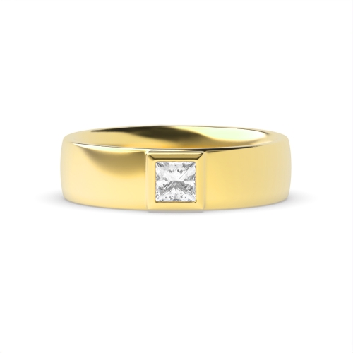 Bezel Setting Princess Yellow Gold Low set Diamond Rings
