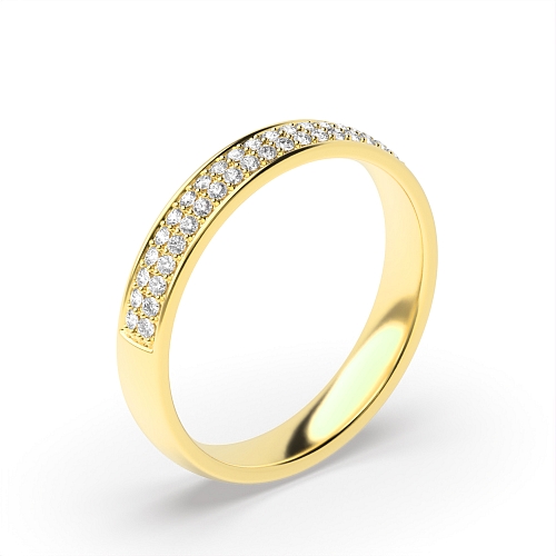 Pave Setting Round Yellow Gold Infinity orbit Eternity Engagement Rings