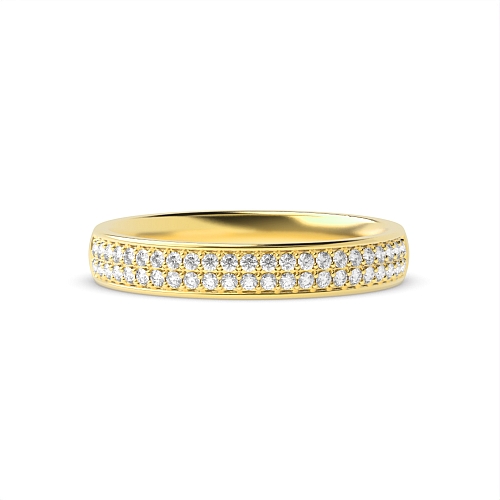 Pave Setting Round Yellow Gold Infinity orbit Eternity Engagement Rings