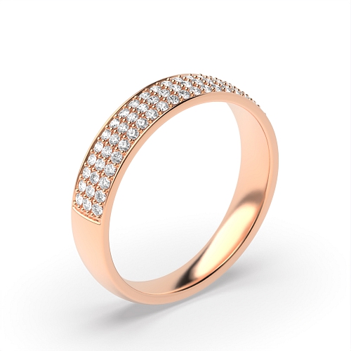 Pave Setting Round Rose Gold 3 row 5.00mm Diamond Rings