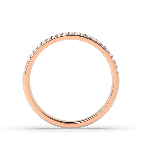 Pave Setting Round Rose Gold 3 row 5.00mm Diamond Rings