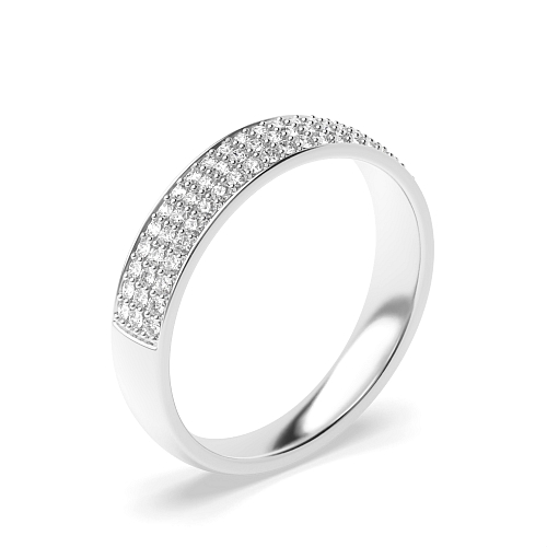 Pave Setting Round White Gold 3 row 5.00mm Half Eternity Diamond Rings