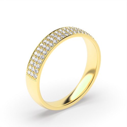 Pave Setting Round Yellow Gold 3 row 5.00mm Diamond Rings