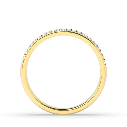 Pave Setting Round Yellow Gold 3 row 5.00mm Diamond Rings