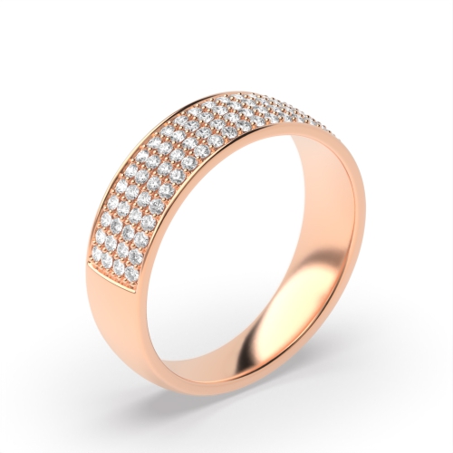 Pave Setting Round Rose Gold 4 row Eternity Diamond Rings