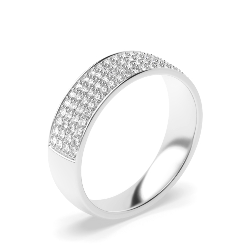 Pave Setting Round 4 row Half Eternity Diamond Rings