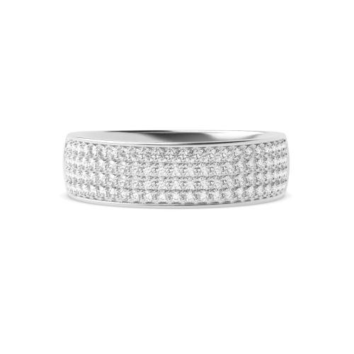 Pave Setting Round 4 row Half Eternity Diamond Rings