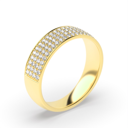 Pave Setting Round Yellow Gold 4 row Eternity Diamond Rings