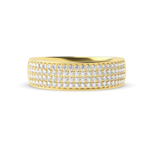 Pave Setting Round Yellow Gold 4 row Eternity Diamond Rings