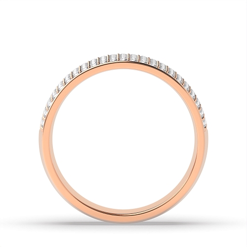 Pave Setting Round Rose Gold Wide Diamond Rings