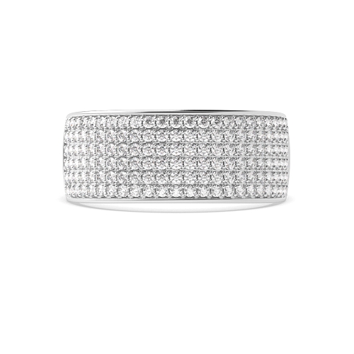 Pave Setting Round Wide Half Eternity Diamond Rings