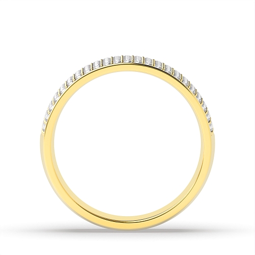 Pave Setting Round Yellow Gold Wide Diamond Rings
