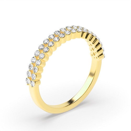 Pave Setting Round Yellow Gold Iconic Eternity Engagement Rings
