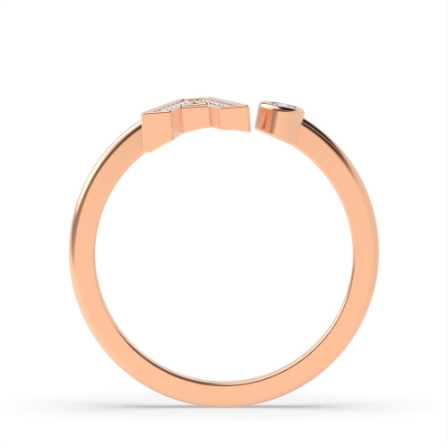Bezel Setting Round Rose Gold Alphabet letter a Engagement Rings