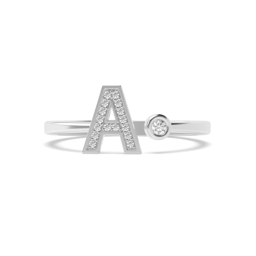 Bezel Setting Round Alphabet letter a Engagement Rings