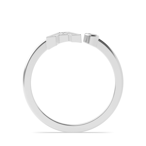 Bezel Setting Round Alphabet letter a Engagement Rings